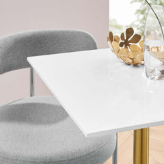Lippa Gold/White 24" Square Wood Dining Table - Ornate Home