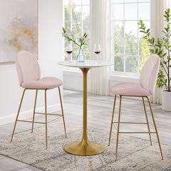 Lippa Gold/White 28" Round Faux Marble Bar Table - Ornate Home