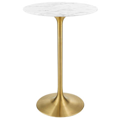 Lippa Gold/White 28" Round Faux Marble Bar Table - Ornate Home