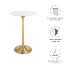 Lippa Gold/White 28" Round Faux Marble Bar Table - Ornate Home