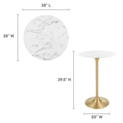 Lippa Gold/White 28" Round Faux Marble Bar Table - Ornate Home