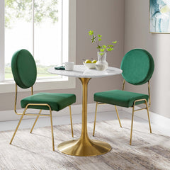 Lippa Gold/White 28" Round Faux Marble Dining Table - Ornate Home