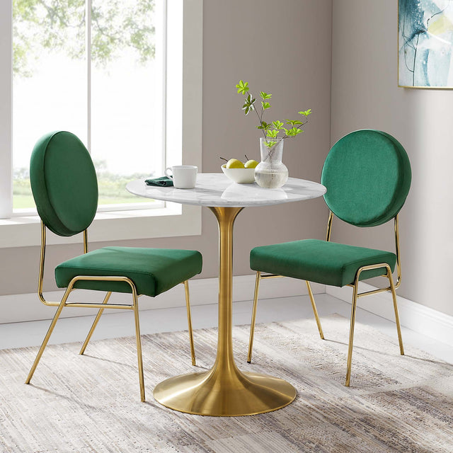 Lippa Gold/White 28" Round Faux Marble Dining Table - Ornate Home