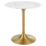 Lippa Gold/White 28" Round Faux Marble Dining Table - Ornate Home