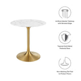 Lippa Gold/White 28" Round Faux Marble Dining Table - Ornate Home