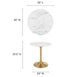 Lippa Gold/White 28" Round Faux Marble Dining Table - Ornate Home