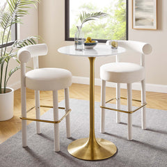 Lippa Gold/White 28" Round Wood Bar Table - Ornate Home