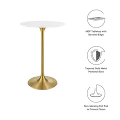 Lippa Gold/White 28" Round Wood Bar Table - Ornate Home