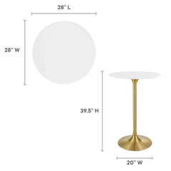 Lippa Gold/White 28" Round Wood Bar Table - Ornate Home