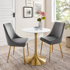 Lippa Gold/White 28" Round Wood Dining Table - Ornate Home