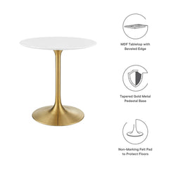 Lippa Gold/White 28" Round Wood Dining Table - Ornate Home