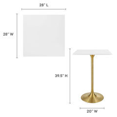 Lippa Gold/White 28" Square Wood Bar Table - Ornate Home