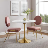 Lippa Gold/White 36" Round Faux Marble Dining Table - Ornate Home