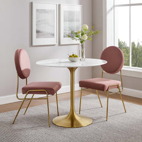 Lippa Gold/White 36" Round Faux Marble Dining Table - Ornate Home