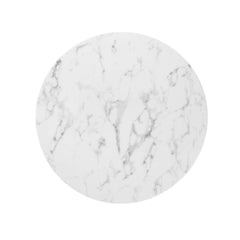 Lippa Gold/White 36" Round Faux Marble Dining Table - Ornate Home
