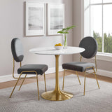 Lippa Gold/White 36" Round Wood Dining Table - Ornate Home