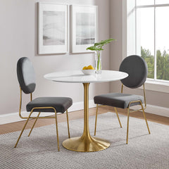 Lippa Gold/White 36" Round Wood Dining Table - Ornate Home