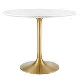 Lippa Gold/White 36" Round Wood Dining Table - Ornate Home