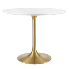Lippa Gold/White 36" Round Wood Dining Table - Ornate Home