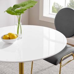 Lippa Gold/White 36" Round Wood Dining Table - Ornate Home