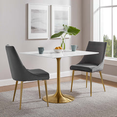 Lippa Gold/White 36" Square Wood Dining Table - Ornate Home