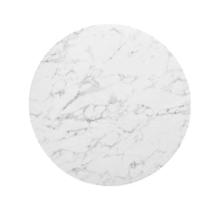 Lippa Gold/White 40" Round Faux Marble Dining Table - Ornate Home
