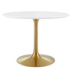 Lippa Gold/White 40" Round Wood Dining Table - Ornate Home