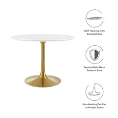 Lippa Gold/White 40" Round Wood Dining Table - Ornate Home