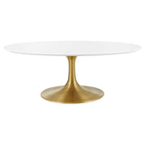 Lippa Gold/White 42" Oval Wood Coffee Table - Ornate Home
