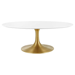 Lippa Gold/White 42" Oval Wood Coffee Table - Ornate Home