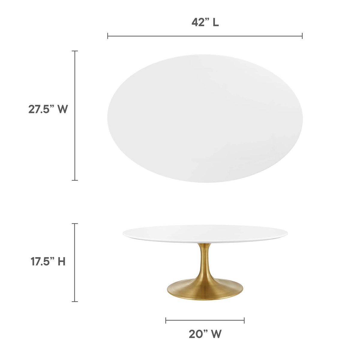 Lippa Gold/White 42" Oval Wood Coffee Table - Ornate Home