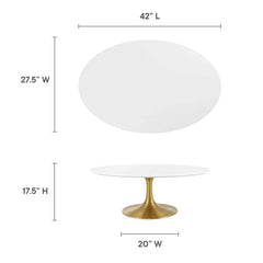 Lippa Gold/White 42" Oval Wood Coffee Table - Ornate Home