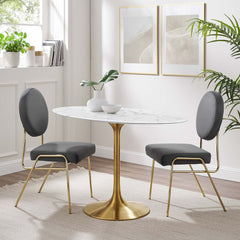 Lippa Gold/White 48" Oval Faux Marble Dining Table - Ornate Home