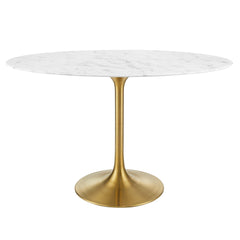 Lippa Gold/White 48" Oval Faux Marble Dining Table - Ornate Home
