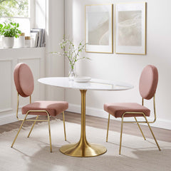 Lippa Gold/White 48" Oval Wood Dining Table - Ornate Home