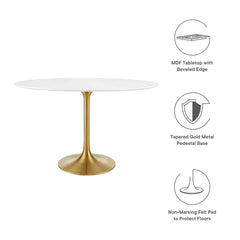 Lippa Gold/White 48" Oval Wood Dining Table - Ornate Home