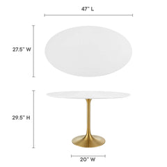 Lippa Gold/White 48" Oval Wood Dining Table - Ornate Home