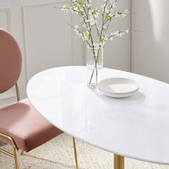 Lippa Gold/White 48" Oval Wood Dining Table - Ornate Home