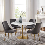 Lippa Gold/White 48" Round Faux Marble Dining Table - Ornate Home