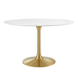 Lippa Gold/White 48" Round Faux Marble Dining Table - Ornate Home