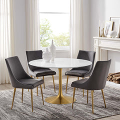 Lippa Gold/White 48" Round Wood Dining Table - Ornate Home
