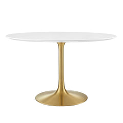 Lippa Gold/White 48" Round Wood Dining Table - Ornate Home
