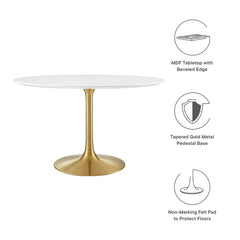 Lippa Gold/White 48" Round Wood Dining Table - Ornate Home