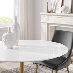 Lippa Gold/White 48" Round Wood Dining Table - Ornate Home