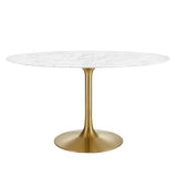 Lippa Gold/White 54" Oval Faux Marble Dining Table - Ornate Home