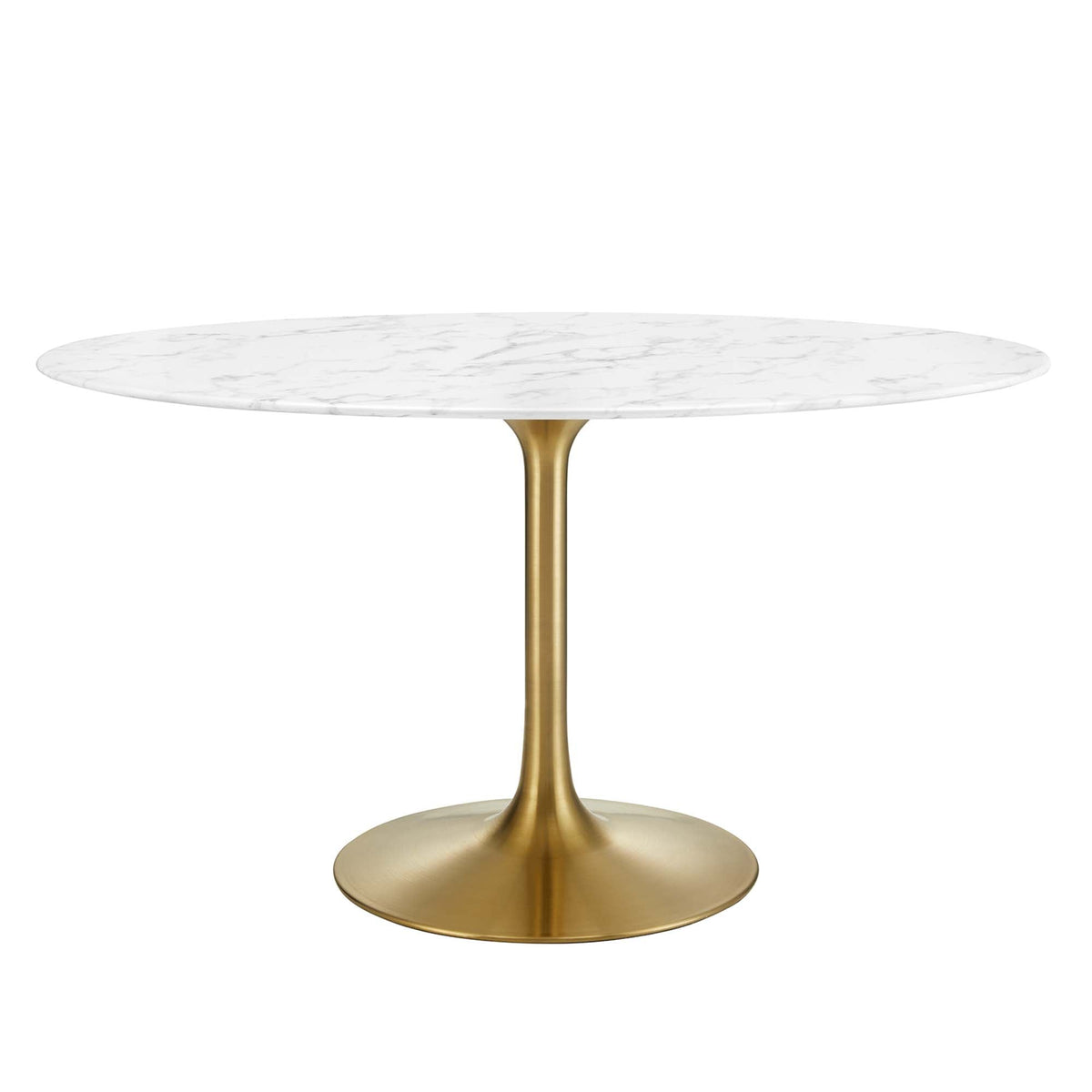 Lippa Gold/White 54" Oval Faux Marble Dining Table - Ornate Home