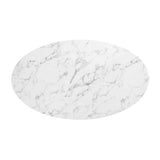 Lippa Gold/White 54" Oval Faux Marble Dining Table - Ornate Home