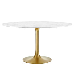 Lippa Gold/White 54" Round Faux Marble Dining Table - Ornate Home