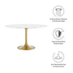 Lippa Gold/White 54" Round Faux Marble Dining Table - Ornate Home