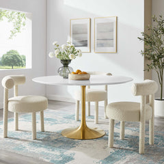 Lippa Gold/White 54" Round Wood Dining Table - Ornate Home